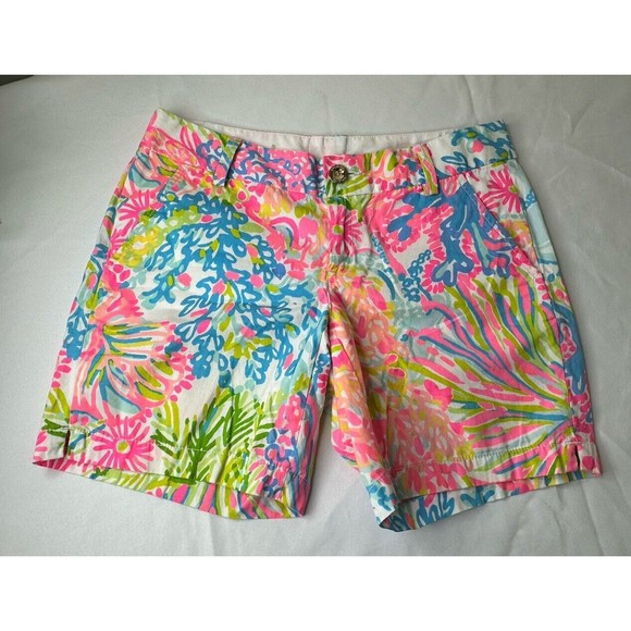 Lilly Pulitzer Pants - Lilly Pulitzer The Jayne Short Floral Pink Green Blue White Shorts Size 2